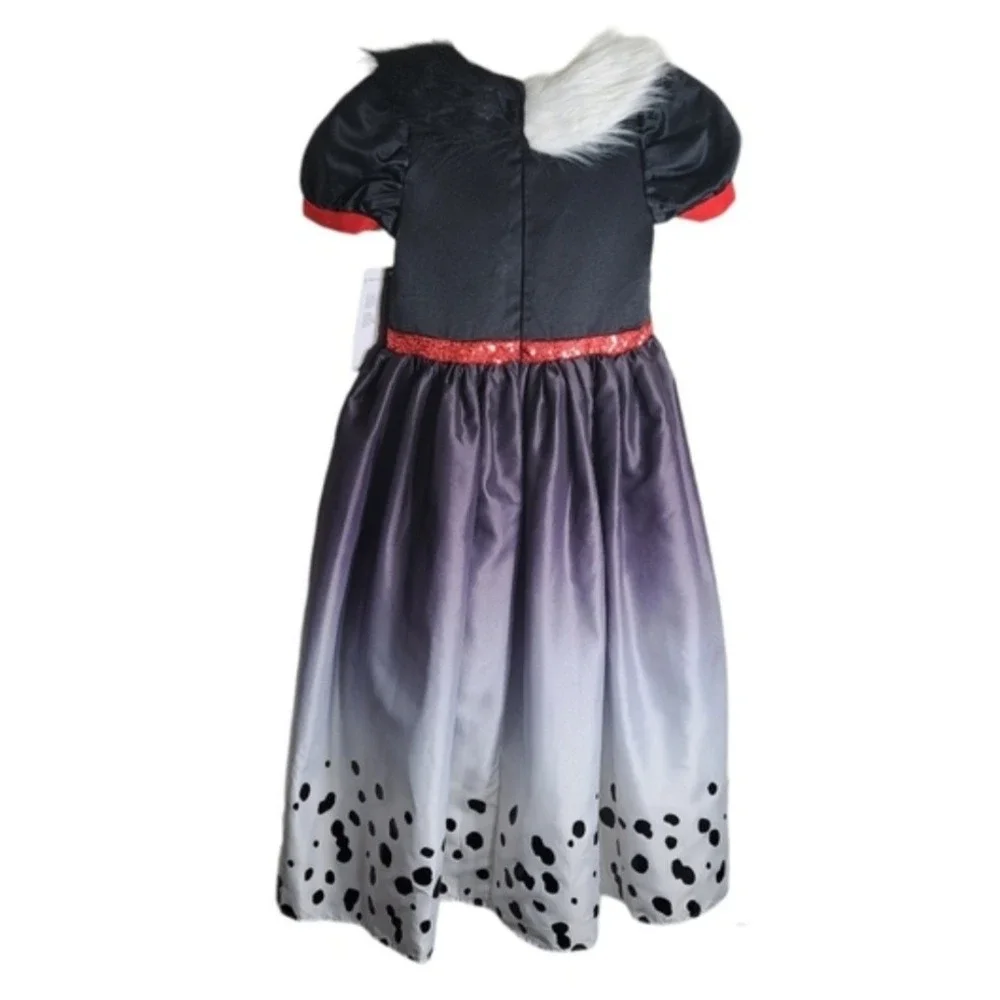 Disguise Girl's M (8-10) Disney Cruella De Vil Faux Fur Collar Dress Costume